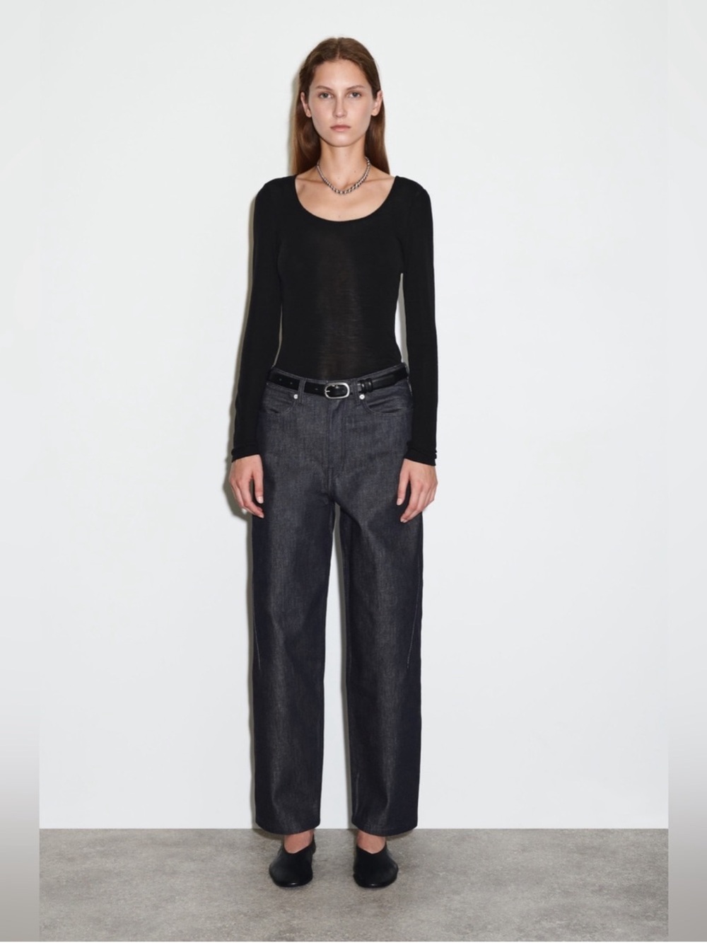 COS BARREL-LEG DENIM PANTS - indigo